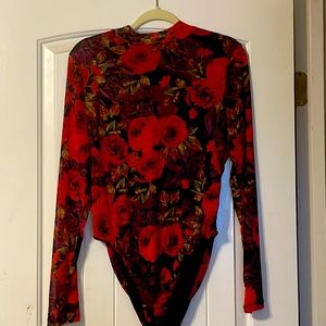 Beautiful Fall Rich Red, Black and Purple Blouse